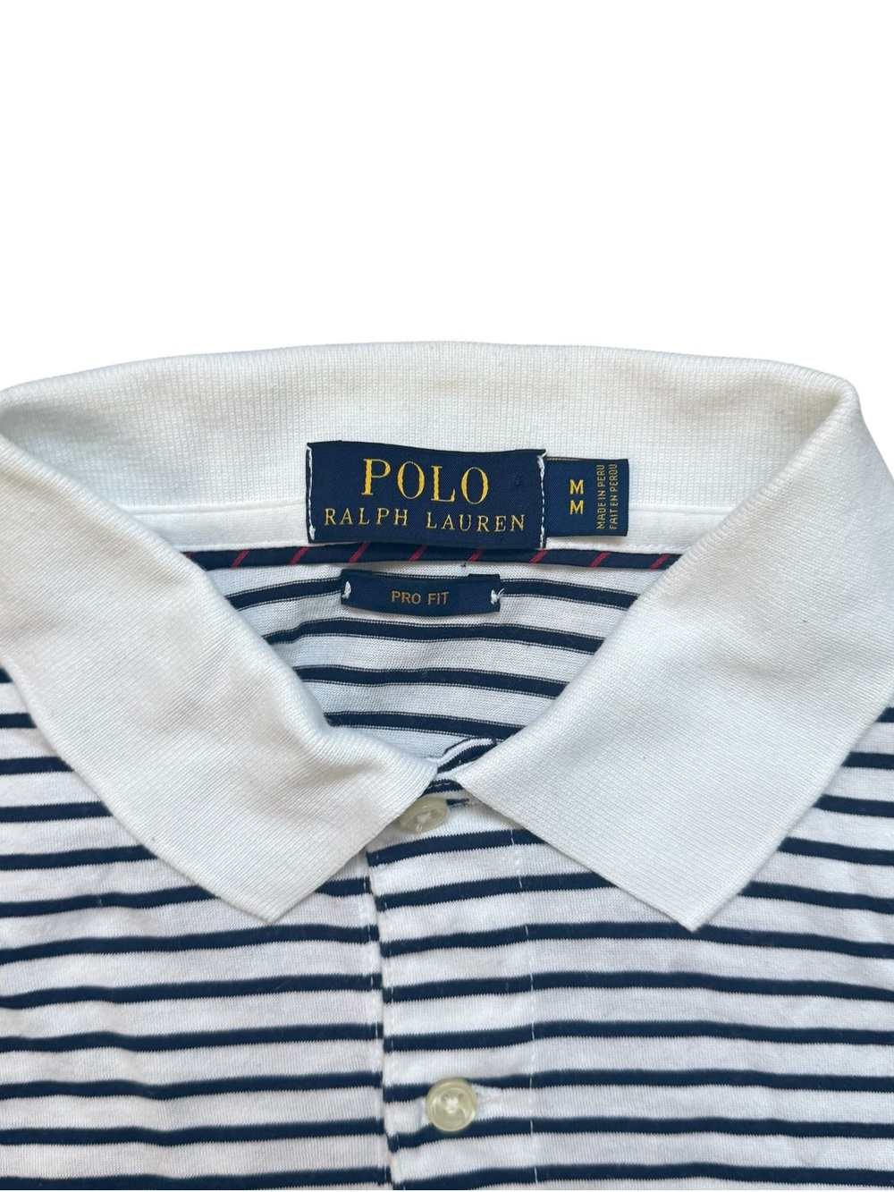 Polo Ralph Lauren Women’s Navy Striped Pro Fit Polo Shirt Big Red Pony - White M - Picture 3 of 7